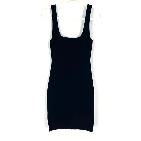 Zara Black Bodycon Dress Size Small Sheer Cut Out Waist Sleeveless - Picture 2 of 8